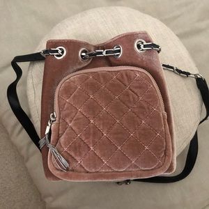 Free People Velvet Drawstring Tassel Mini Backpack